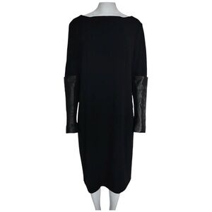 Annette Goertz Wool Blend Dress W/Lamb Leather Sleeves Black Career size 38
